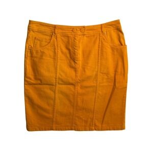 Paul Brial Orange Denim Pencil Skirt Size 4 Marigold Paneled Streetwear Mini
